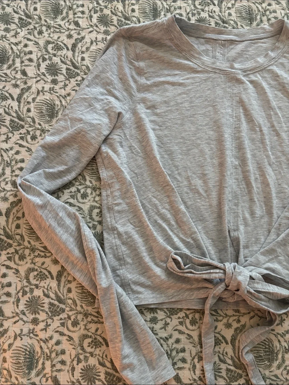 lululemon athletica Light Gray Long-Sleeve Tie-Front Top